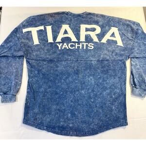 Tiara Yachts Pullover Sweatshirt Blue Acid Wash Sun Fading Oversized Medium
